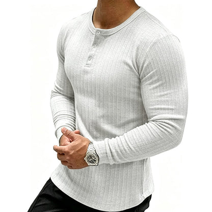 💎 Nova Coleção ✨ Camisola Henley Masculina Slim Fit 👕 corte elegante, conforto diário & estilo casual moderno 😎