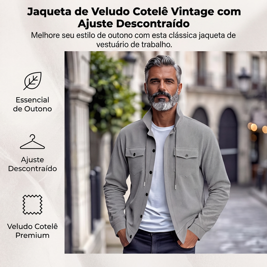 Jaqueta de veludo cotelê masculina de inspiração vintage