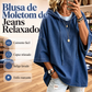 💎 Oferta Exclusiva ✨ Hoodie Feminino Casual Solto em Denim 👕 Estilo Moderno, Confortável & Visual Streetwear