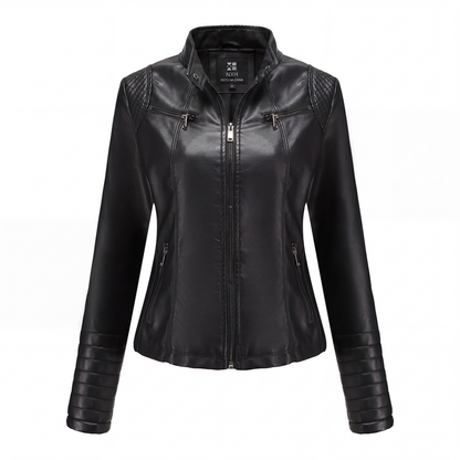 🔥 50% DESCONTO ✨ Casaco Feminino em Pele Sintética – Corte Ajustado & Estilo Moderno e Sofisticado 🖤