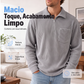 Suéter casual masculino canelado com zíper meio comprido
