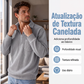 Suéter casual masculino canelado com zíper meio comprido