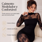 Vestido longo manga longa com detalhe em renda para mulher