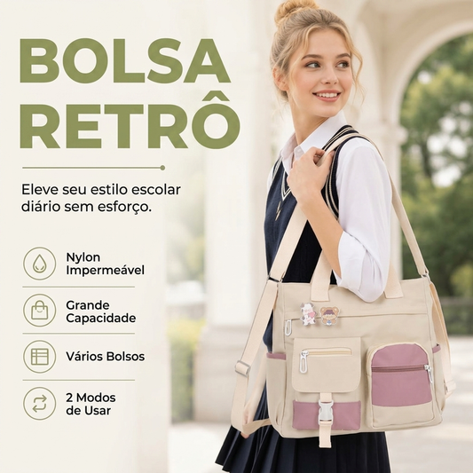 Bolsa Tote de Lona com Múltiplos Bolsos e Grande Capacidade