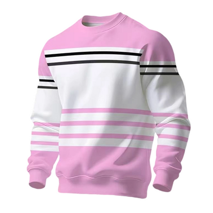 ✨ Estilo Urbano ✨ Sweatshirt Masculina às Riscas com Blocos de Cor 👕 Manga Comprida, Visual Moderno & Ajuste Confortável