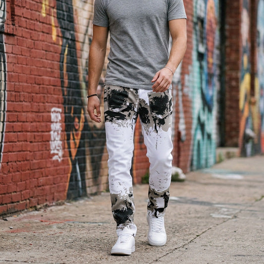 🔥 Oferta Especial ✨ Jeans Masculinos Slim Fit com Padrão Camuflado 👖 Design Moderno, Confortável & Estilo Urbano
