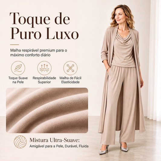 ✨ Conjunto Feminino de 3 Peças 👚 Estilo Casual & Elegante, Combinação Versátil e Confortável para o Dia a Dia