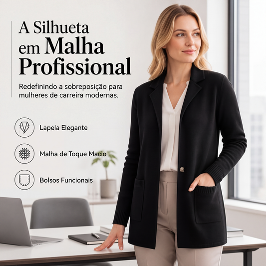 💎 Negócio Exclusivo ✨ Cardigan Feminino de Malha com Gola de Lapela 🧶 Elegante, Macio & Confortável