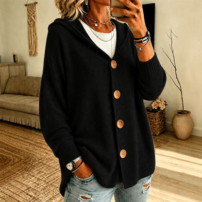 ✨ Conforto Casual ✨ Casaco Feminino de Malha com Capuz 👕 Estilo Suave, Corte Relaxado & Visual Versátil