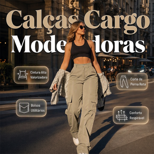 ✨ PROMOÇÃO ESPECIAL👖 Calças Cargo Femininas Elegantes e Modeladoras ✨ Design Moderno, Ajuste Confortável & Bolsos Práticos