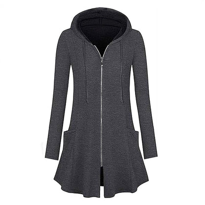 🎉 PREÇO ESPECIAL DE HOJE 🧥 Casaco de Moletão Feminino com Capuz e Fecho – Comprimento Médio & Conforto Diário ✨