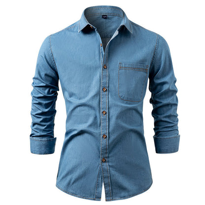 🔥 OFERTA LIMITADA 👕 Camisa Jeans Masculina Casual de Manga Comprida ✨ Estilo Denim Clássico, Conforto Diário & Visual Versátil