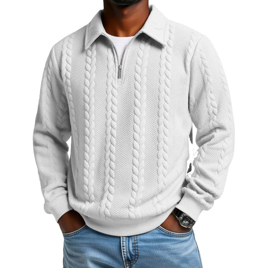 🍂 PREPARAÇÃO PARA O INVERNO 👕 Camisola Masculina de Trança com Meio Zíper ✨ Estilo Clássico, Conforto Quente & Visual Casual Elegante