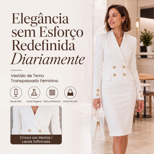 💥 OFERTA LIMITADA 👗 Vestido Blazer Feminino de Trespasse ✨ Corte Elegante, Visual Sofisticado & Silhueta Feminina