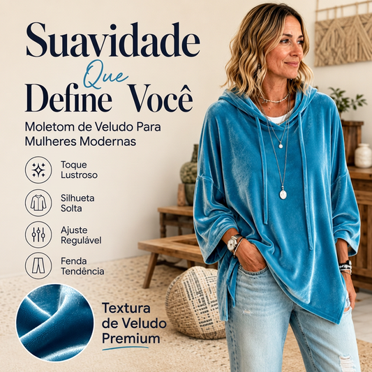 ✨ NOVA COLEÇÃO COM OFERTA 👕 Sweatshirt Feminina de Veludo com Cordão Ajustável ✨ Corte Solto, Toque Macio & Estilo Casual Elegante