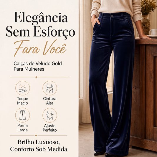 ✨ NOVA COLEÇÃO COM OFERTA 👖 Calças Femininas de Veludo Canelado de Cintura Alta ✨ Perna Larga, Toque Suave & Elegância Casual