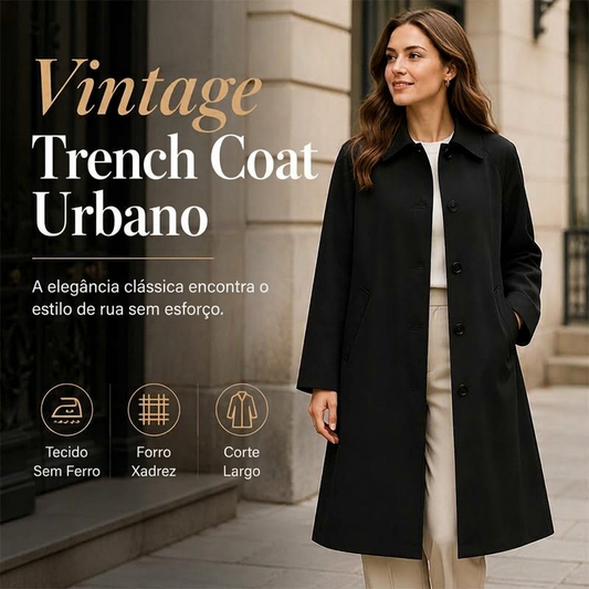 🍂 PREPARAÇÃO PARA O INVERNO 🧥 Casaco Trench Feminino Longo com Botão Simples ✨ Corte Elegante, Estilo Clássico & Visual Sofisticado