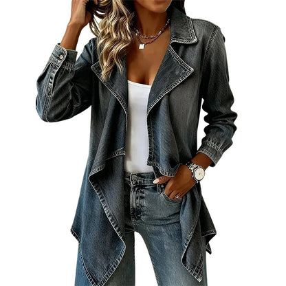 💎 OFERTA ESPECIAL 🧥 Jaqueta Trench Jeans Feminina com Abertura Frontal ✨ Corte Elegante, Silhueta Feminina & Estilo Casual Chic