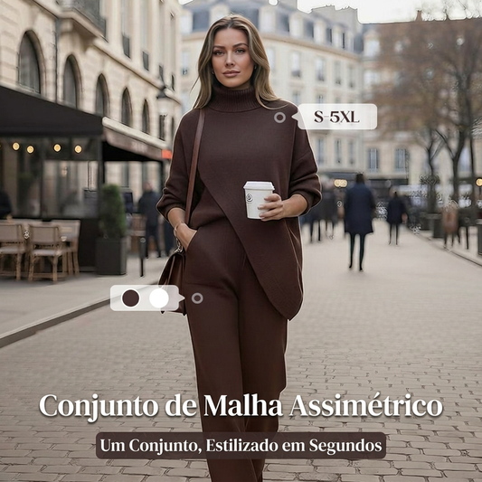 🎁 OFERTA IMPERDÍVEL 👚 Conjunto Feminino de 2 Peças com Camisola Assimétrica e Calças Largas ✨ Tecido Suave, Corte Elegante & Conforto Total