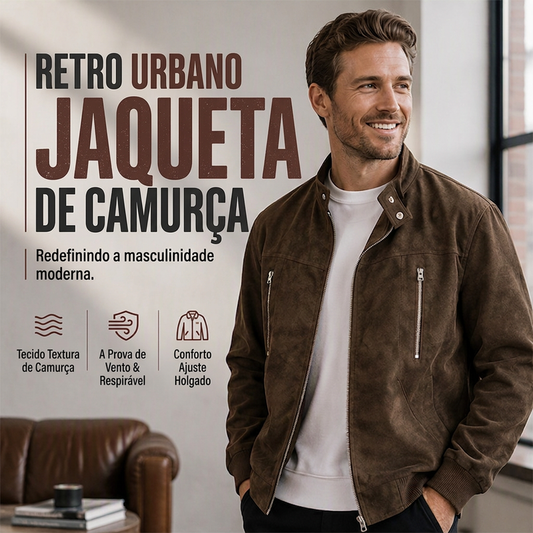💥 SUPER OFERTA 🧥 Casaco Bomber Masculino Retro com Gola Alta ✨ Estilo Vintage, Corte Moderno & Visual Urbano