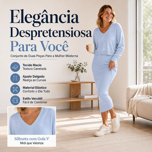 ✨ NOVA COLEÇÃO COM OFERTA 👗 Conjunto Feminino de Sweatshirt Ombro a Ombro e Vestido Camisola ✨ Conforto Suave, Estilo Feminino & Visual Moderno