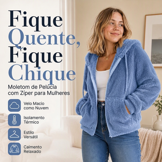 🍂 PREPARAÇÃO PARA O INVERNO 🧥 Casaco Feminino Macio com Capuz em Pelo ✨ Toque Aconchegante, Conforto Quente & Estilo Casual